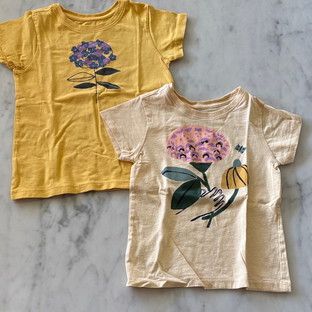 Tea Collection Yellow and Cream Floral Tees